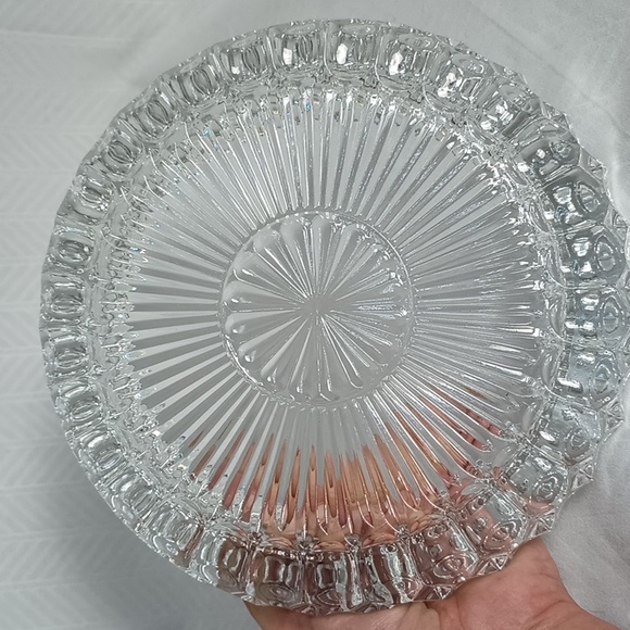 Large Heavy Lead Crystal Glass Ashtray Made in Italy Clear Vintage 7 1/2" - Picture 4 of 11